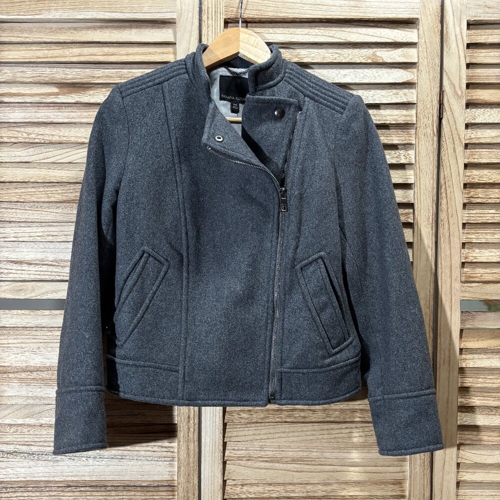 Banana Repbulic Wool Moto Jacket, Gray Size XS